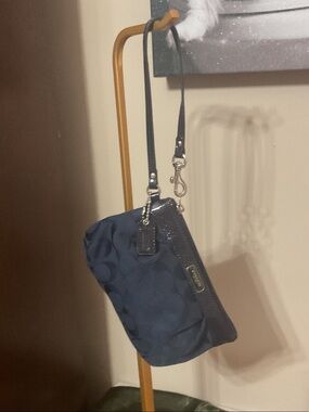 Coach Navy and Black Signature Wristlet
